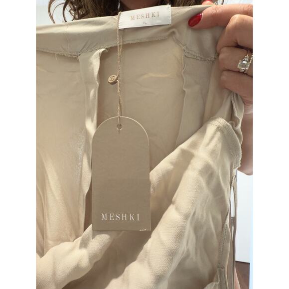 MESHKI “Jade” Cowl Neck Backless Satin Maxi Dress – Bone (NWT, XL) - Picture 6 of 7